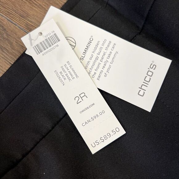 🆕 Chico’s So Slimming Sophia Slim Ankle Pants In Black SZ 2/12 - Picture 5 of 6